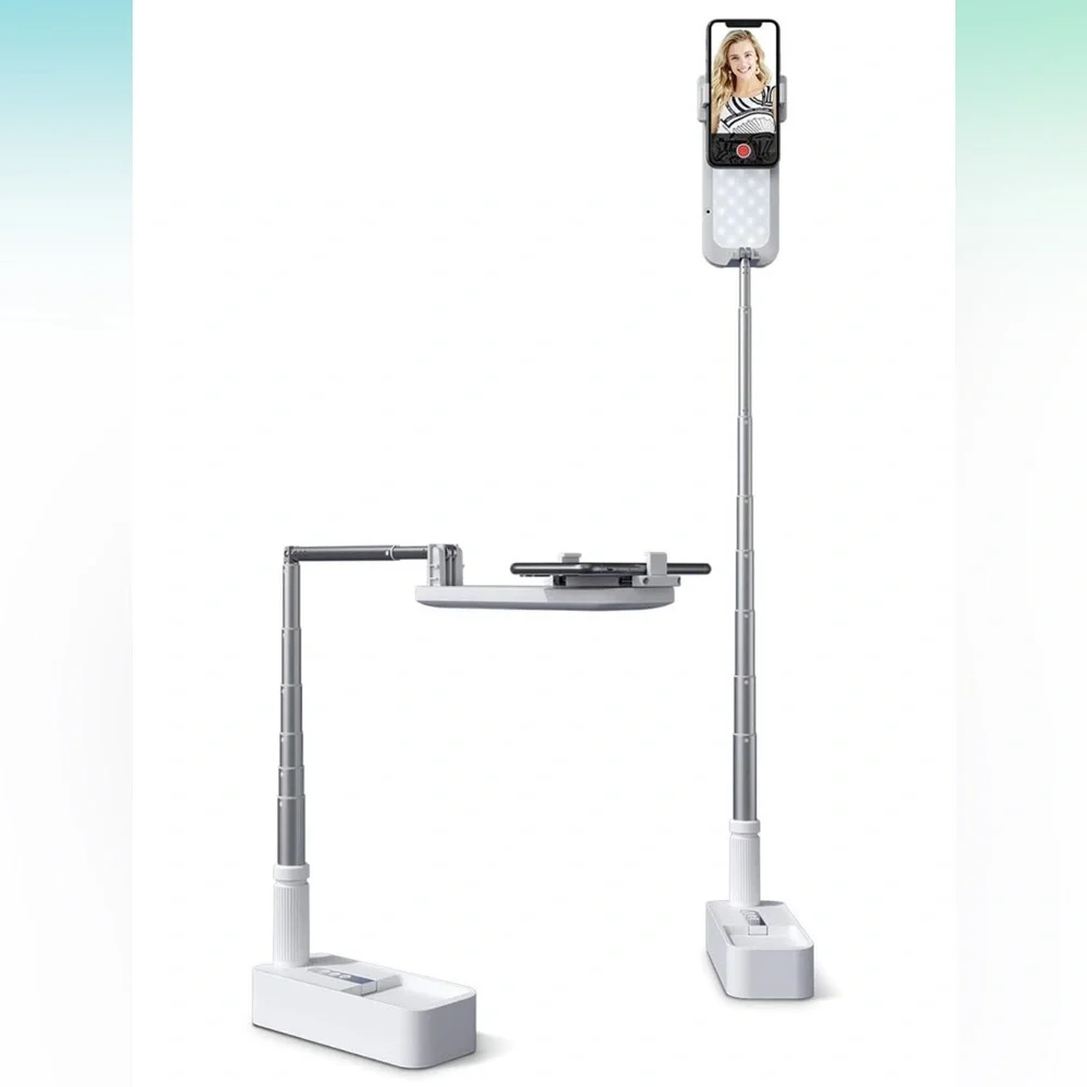 Extendable Tripod Phone Stand with LED Light & 360° (WHITE) | Viozon 🤳